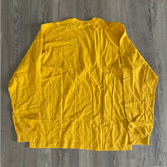 KEY Men's Mustard Yellow Crew Neck Heavyweight Long Sleeve Pocket T-Shirt - M - Picture 5 of 6